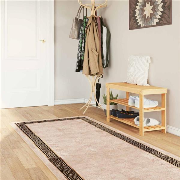 Grote foto vidaxl vloerkleedloper marsa zwart 100 x 250 cm polyester en pvc huis en inrichting vloerbedekking en kleden