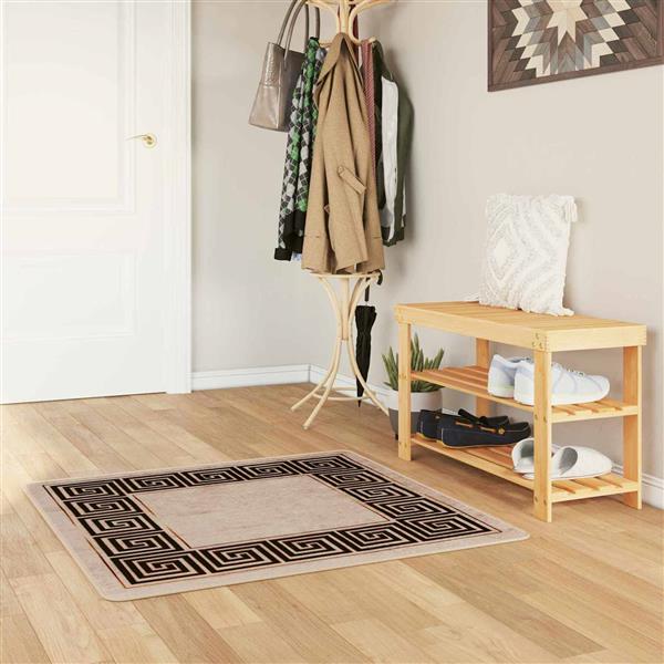 Grote foto vidaxl vloerkleedloper marsa zwart 100 x 100 cm polyester en pvc huis en inrichting vloerbedekking en kleden