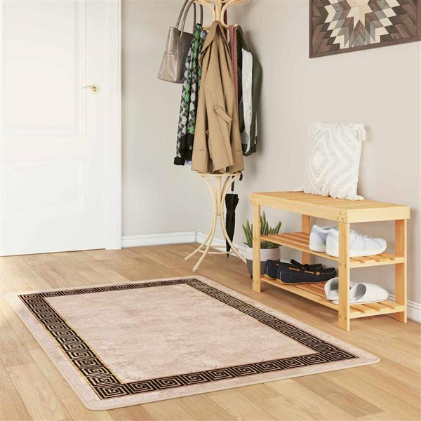 Grote foto vidaxl vloerkleedloper marsa zwart 80 x 100 cm polyester en pvc huis en inrichting vloerbedekking en kleden