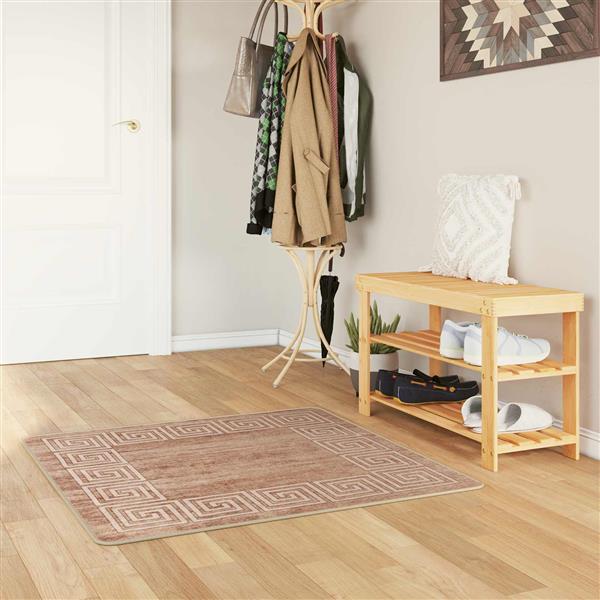 Grote foto vidaxl vloerkleedloper marsa wit 100 x 100 cm polyester en pvc huis en inrichting vloerbedekking en kleden