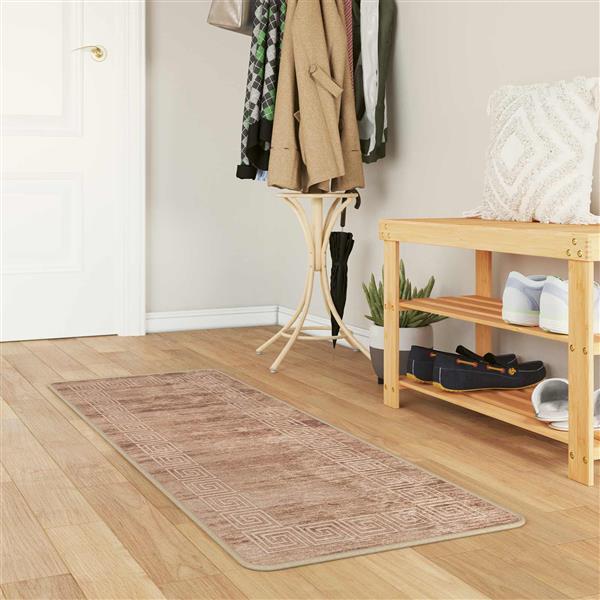 Grote foto vidaxl vloerkleedloper marsa wit 50 x 100 cm polyester en pvc huis en inrichting vloerbedekking en kleden