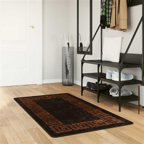 Grote foto vidaxl vloerkleedloper marsa zwart 100 x 150 cm polyester en pvc huis en inrichting vloerbedekking en kleden