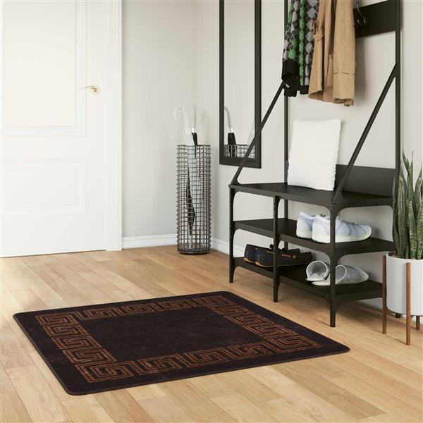 Grote foto vidaxl vloerkleedloper marsa zwart 100 x 100 cm polyester en pvc huis en inrichting vloerbedekking en kleden