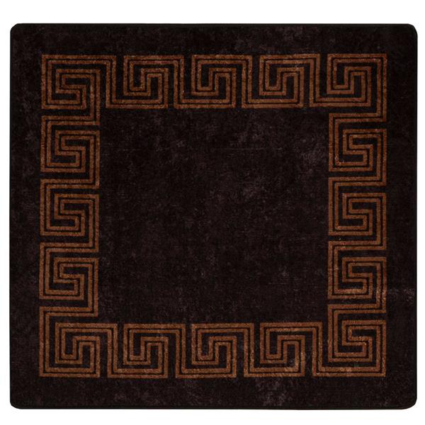 Grote foto vidaxl vloerkleedloper marsa zwart 100 x 100 cm polyester en pvc huis en inrichting vloerbedekking en kleden