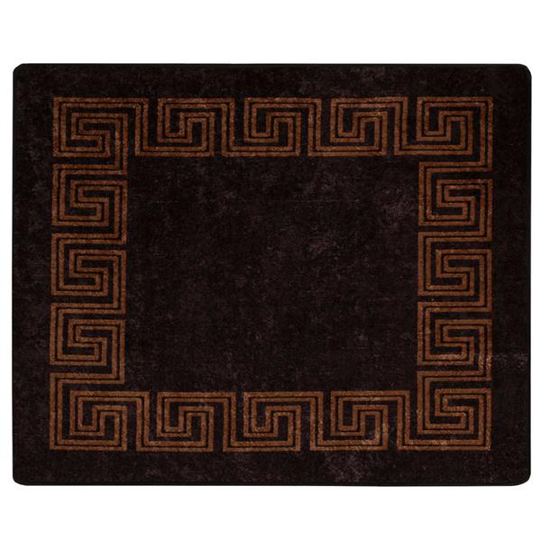 Grote foto vidaxl vloerkleedloper marsa zwart 80 x 100 cm polyester en pvc huis en inrichting vloerbedekking en kleden