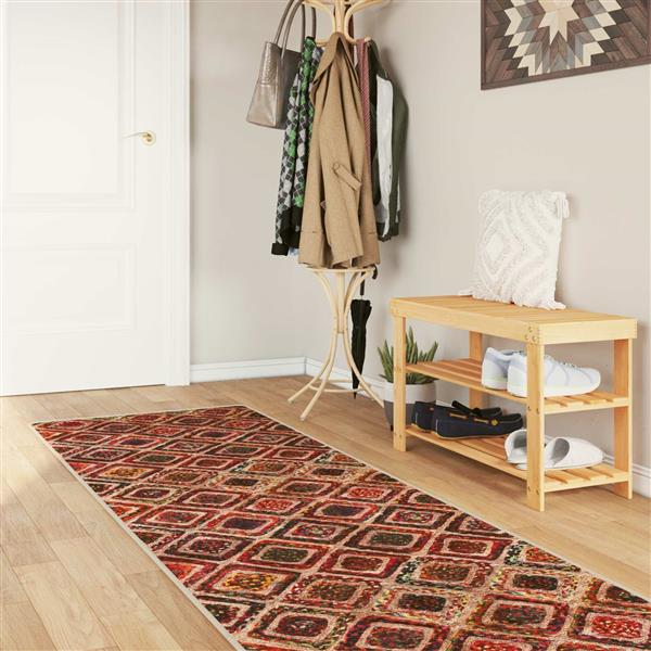 Grote foto vidaxl vloerkleedloper marsa multikleur 100 x 400 cm polyester en pvc huis en inrichting vloerbedekking en kleden