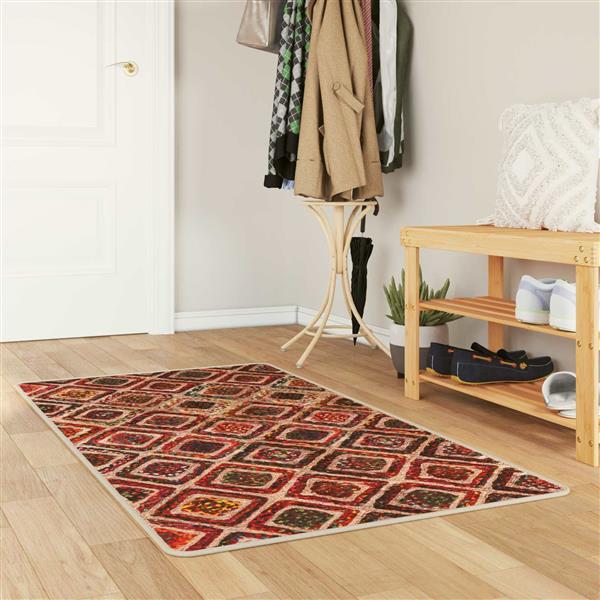 Grote foto vidaxl vloerkleedloper marsa multikleur 100 x 150 cm polyester en pvc huis en inrichting vloerbedekking en kleden