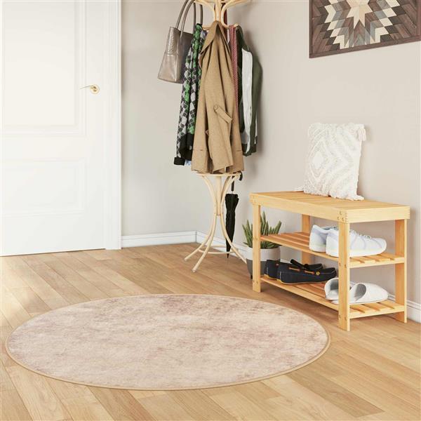 Grote foto vidaxl vloerkleedloper marsa beige 120 x 120 cm polyester en pvc huis en inrichting vloerbedekking en kleden