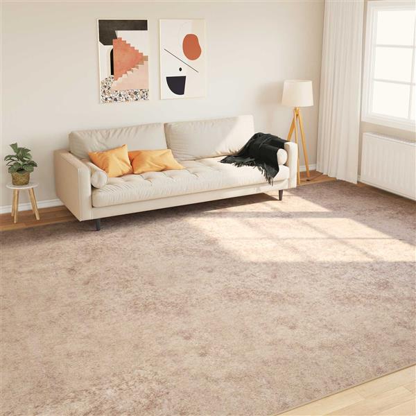 Grote foto vidaxl vloerkleedloper marsa beige 300 x 400 cm polyester en pvc huis en inrichting vloerbedekking en kleden
