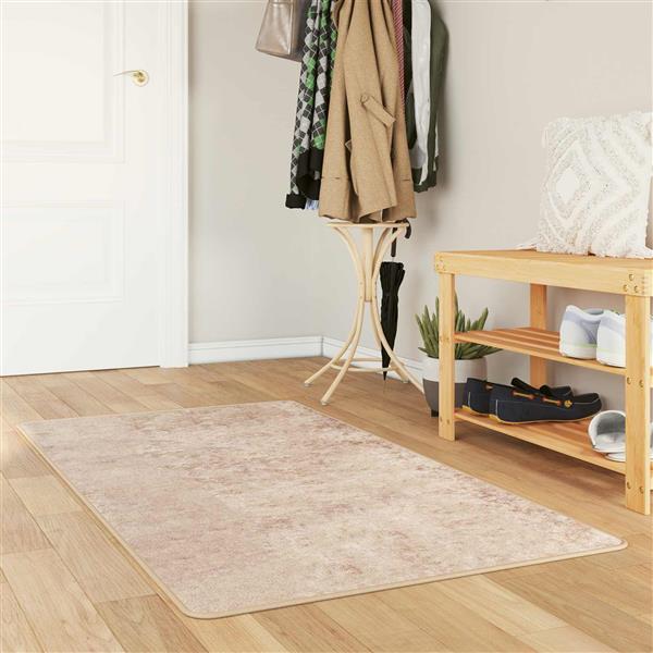 Grote foto vidaxl vloerkleedloper marsa beige 80 x 200 cm polyester en pvc huis en inrichting vloerbedekking en kleden