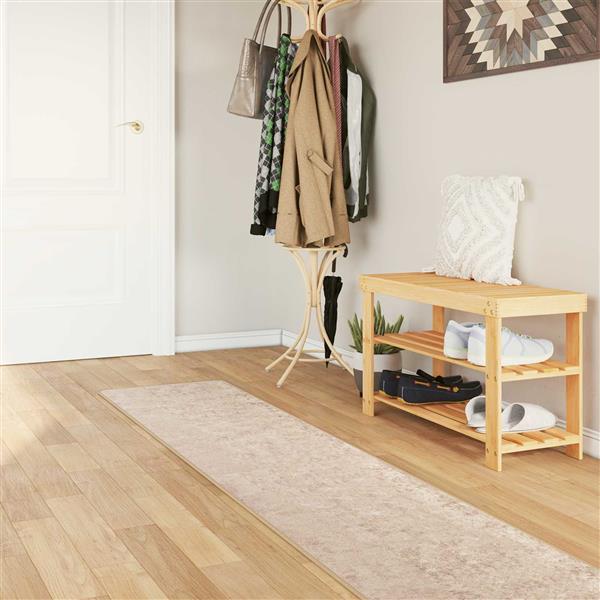 Grote foto vidaxl vloerkleedloper marsa beige 50 x 350 cm polyester en pvc huis en inrichting vloerbedekking en kleden
