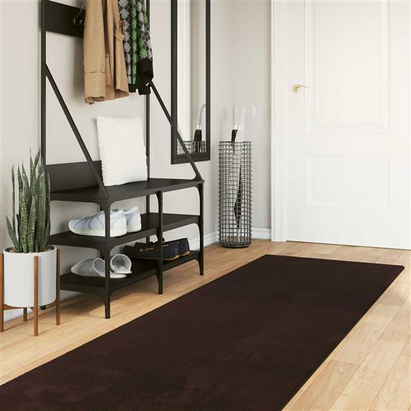 Grote foto vidaxl medium pile zachte en wasbare tapijt huarte bruin 300 x 80 cm huis en inrichting vloerbedekking en kleden