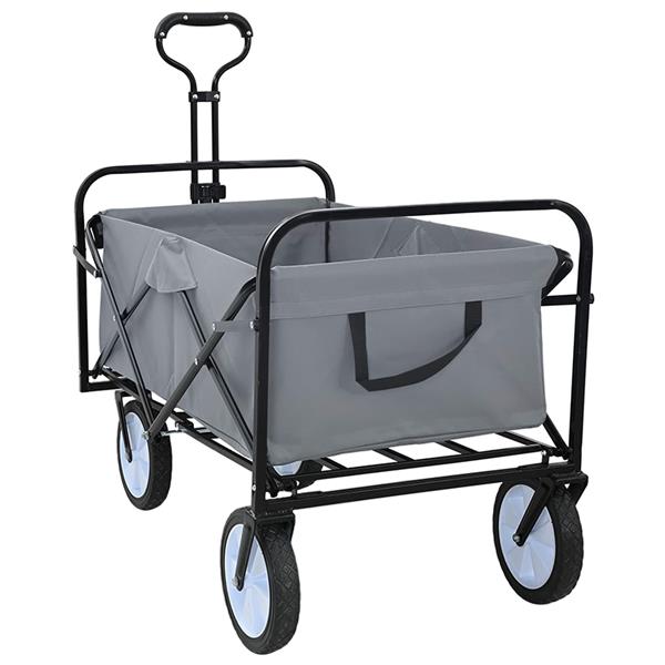 Grote foto vidaxl vouwbare handtrolley grijs 94 x 53 x 99 cm oxford stof doe het zelf en verbouw gereedschappen en machines