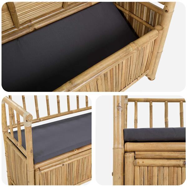 Grote foto vidaxl tuinkast bank 110 x 47 x 80 cm bamboe naturel rechthoekig tuin en terras tuinmeubelen