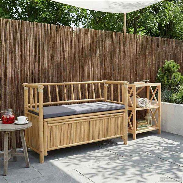 Grote foto vidaxl tuinkast bank 110 x 47 x 80 cm bamboe naturel rechthoekig tuin en terras tuinmeubelen