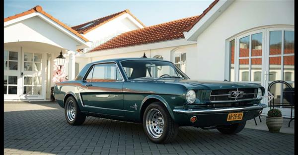 Grote foto ford mustang coupe 1965 turquoise v8 289 automaat auto ford usa
