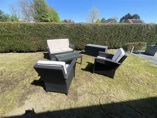 Grote foto tuinset met kussens en opbergbox tuin en terras tuindecoratie