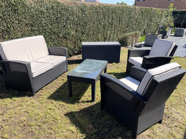 Grote foto tuinset met kussens en opbergbox tuin en terras tuindecoratie