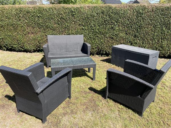 Grote foto tuinset met kussens en opbergbox tuin en terras tuindecoratie