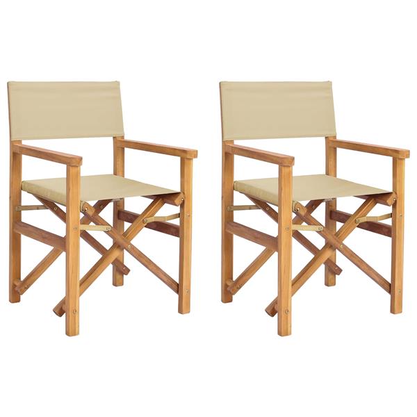 Grote foto vidaxl eetkamerstoel bruin en beige 56 x 54 x 87 cm massief teakhout tuin en terras tuinmeubelen