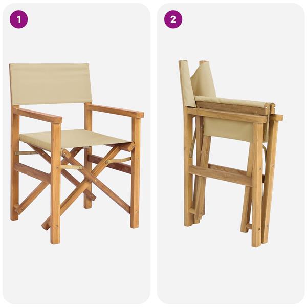 Grote foto vidaxl eetkamerstoel bruin en beige 56 x 54 x 87 cm massief teakhout tuin en terras tuinmeubelen