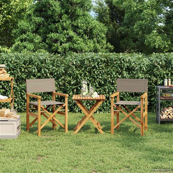 Grote foto vidaxl eetkamerstoel 56 x 54 x 87 cm 100 polyester massief teak tuin en terras tuinmeubelen