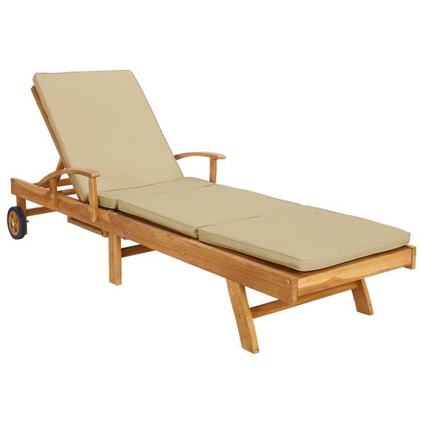 Grote foto vidaxl ligstoel 100 polyester massief teak tuin en terras tuinmeubelen