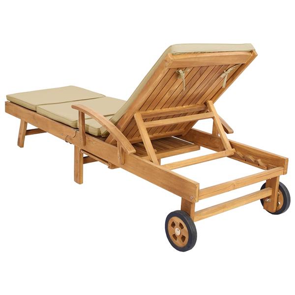 Grote foto vidaxl ligstoel 100 polyester massief teak tuin en terras tuinmeubelen