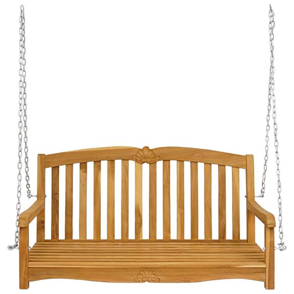 Grote foto vidaxl schommelbank naturel 114 x 60 x 60 5 cm massief teakhout tuin en terras tuinmeubelen