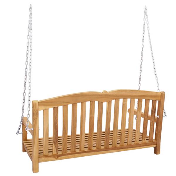 Grote foto vidaxl schommelbank naturel 114 x 60 x 60 5 cm massief teakhout tuin en terras tuinmeubelen