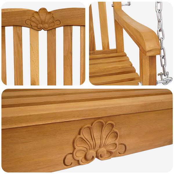 Grote foto vidaxl schommelbank naturel 114 x 60 x 60 5 cm massief teakhout tuin en terras tuinmeubelen