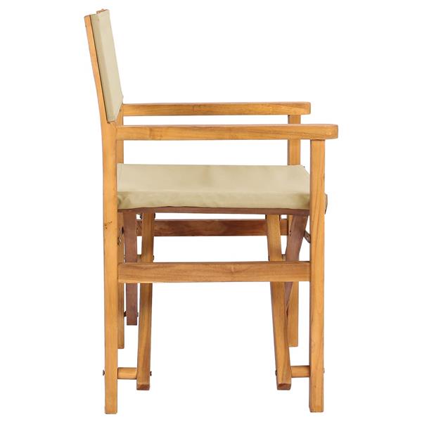 Grote foto vidaxl eetkamerstoel bruin en beige 56 x 54 x 87 cm massief teakhout tuin en terras tuinmeubelen