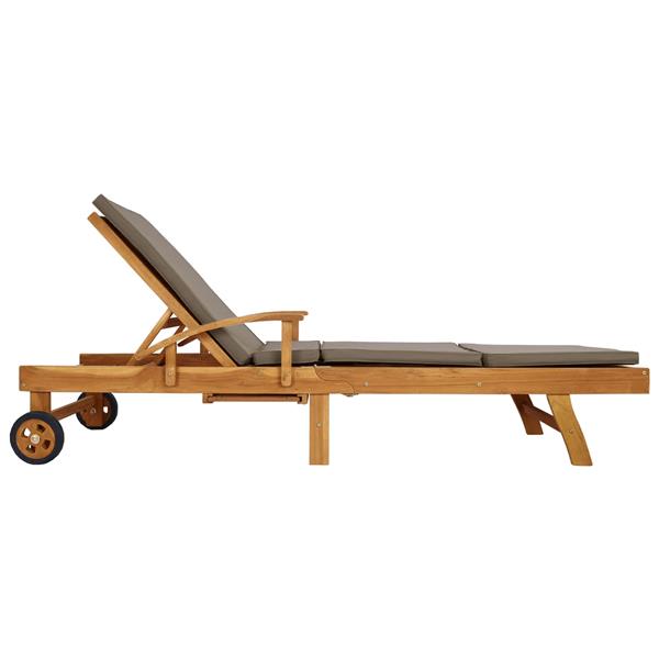 Grote foto vidaxl ligstoel 100 polyester massief teak tuin en terras tuinmeubelen