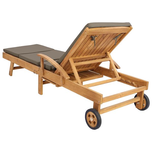 Grote foto vidaxl ligstoel 100 polyester massief teak tuin en terras tuinmeubelen