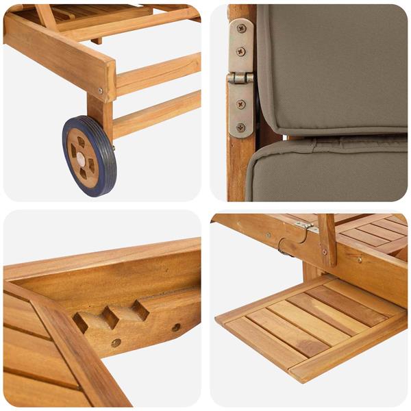 Grote foto vidaxl ligstoel 100 polyester massief teak tuin en terras tuinmeubelen