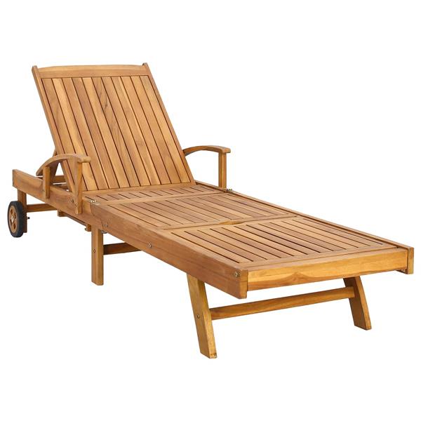 Grote foto vidaxl ligstoel 100 polyester massief teak tuin en terras tuinmeubelen