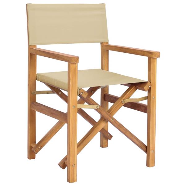 Grote foto vidaxl eetkamerstoel bruin en beige 56 x 54 x 87 cm massief teakhout tuin en terras tuinmeubelen