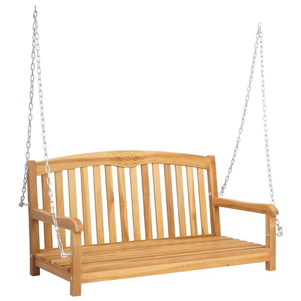 Grote foto vidaxl schommelbank naturel 114 x 61 x 61 5 cm massief teakhout tuin en terras tuinmeubelen