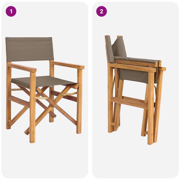 Grote foto vidaxl eetkamerstoel bruin en taupe 56 x 54 x 87 cm massief teakhout tuin en terras tuinmeubelen