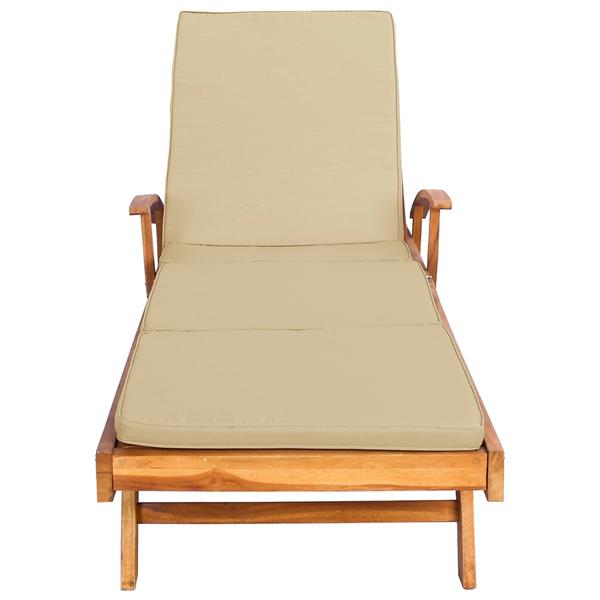 Grote foto vidaxl ligstoel 100 polyester massief teak tuin en terras tuinmeubelen