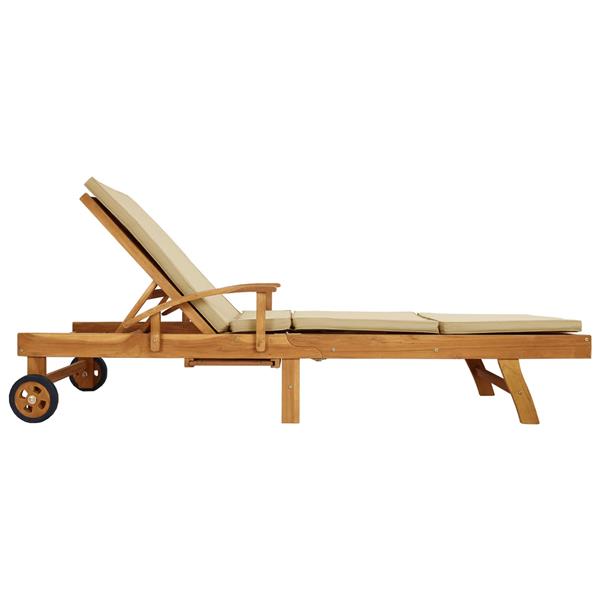 Grote foto vidaxl ligstoel 100 polyester massief teak tuin en terras tuinmeubelen