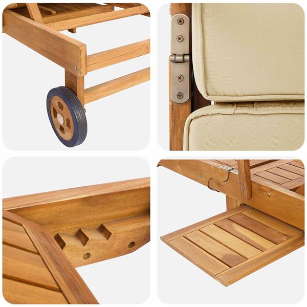 Grote foto vidaxl ligstoel 100 polyester massief teak tuin en terras tuinmeubelen