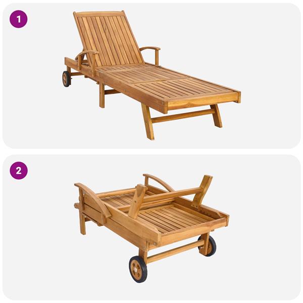 Grote foto vidaxl ligstoel 100 polyester massief teak tuin en terras tuinmeubelen