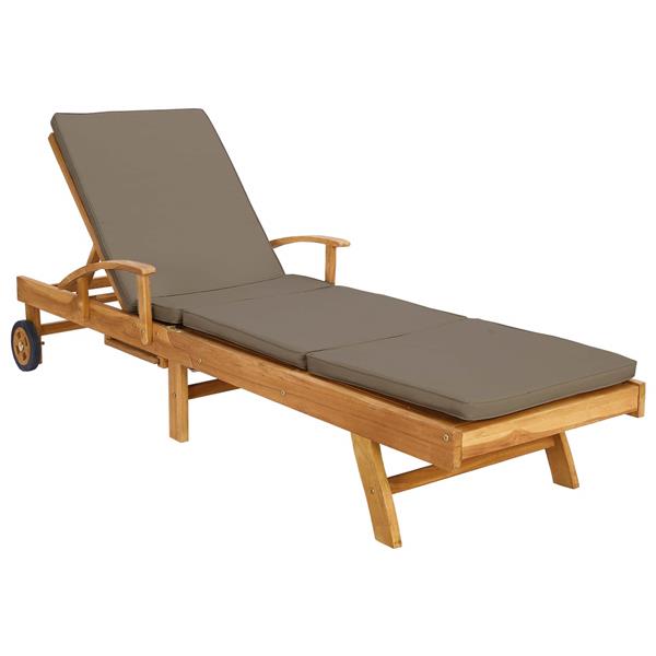 Grote foto vidaxl ligstoel 100 polyester massief teak tuin en terras tuinmeubelen