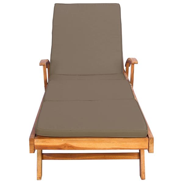 Grote foto vidaxl ligstoel 100 polyester massief teak tuin en terras tuinmeubelen