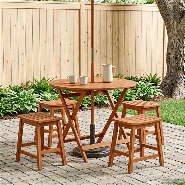 Grote foto vidaxl vouw tuintafel bruin 90 x 75 cm massief eucalyptushout tuin en terras tuinmeubelen