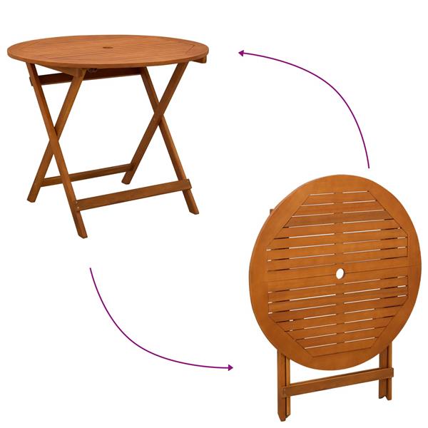 Grote foto vidaxl vouw tuintafel bruin 90 x 75 cm massief eucalyptushout tuin en terras tuinmeubelen