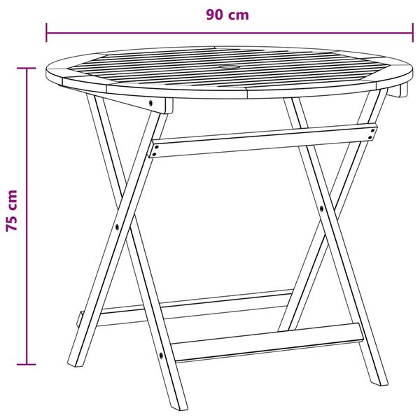 Grote foto vidaxl vouw tuintafel bruin 90 x 75 cm massief eucalyptushout tuin en terras tuinmeubelen