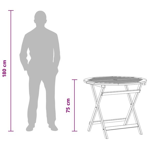 Grote foto vidaxl vouw tuintafel bruin 90 x 75 cm massief eucalyptushout tuin en terras tuinmeubelen