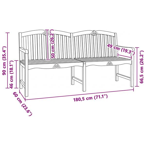 Grote foto vidaxl handgemaakte rozenbank naturel 180 5 x 60 x 96 cm tuin en terras tuinmeubelen